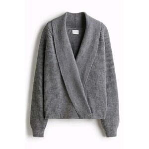 H&M HM Shawl Collar Oversized Cardigan Sweater Size M Grey Knitted New